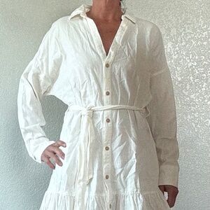 Zara White Longsleeve Dress M